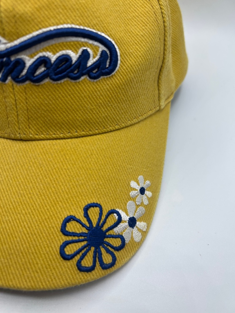 Cape Robbin Yellow Kids Baseball Cap with Blue "Princess" Embroidery - Picture 3 of 7
